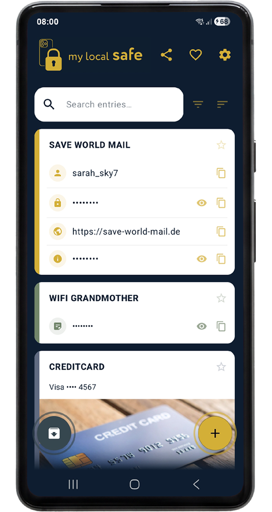 MyLocalSafe – Eintrag bearbeiten