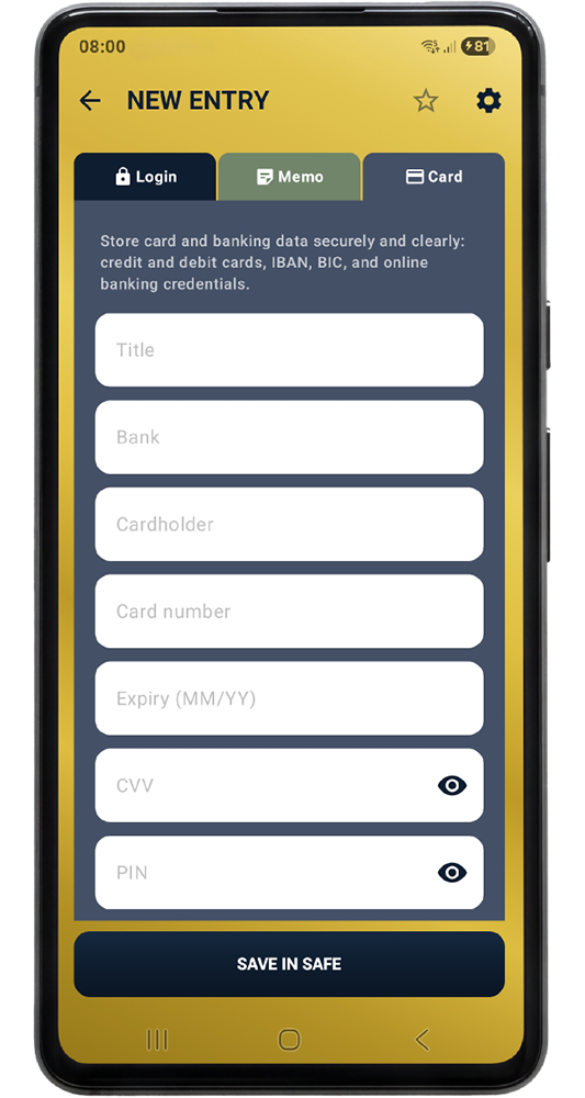 MyLocalSafe – Schnellzugriff